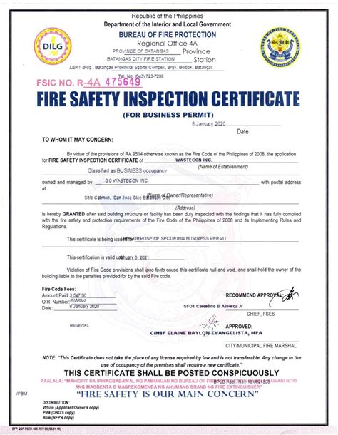 efsic printing|Fire Safety Inspection Certificate (FSIC) in the Philippines.